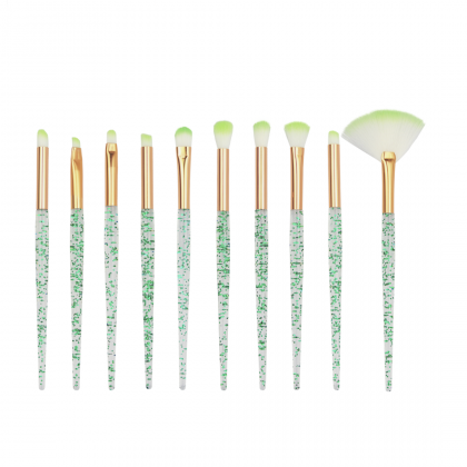 Kit 10 Pincéis para Maquiagem Glitter - Verde